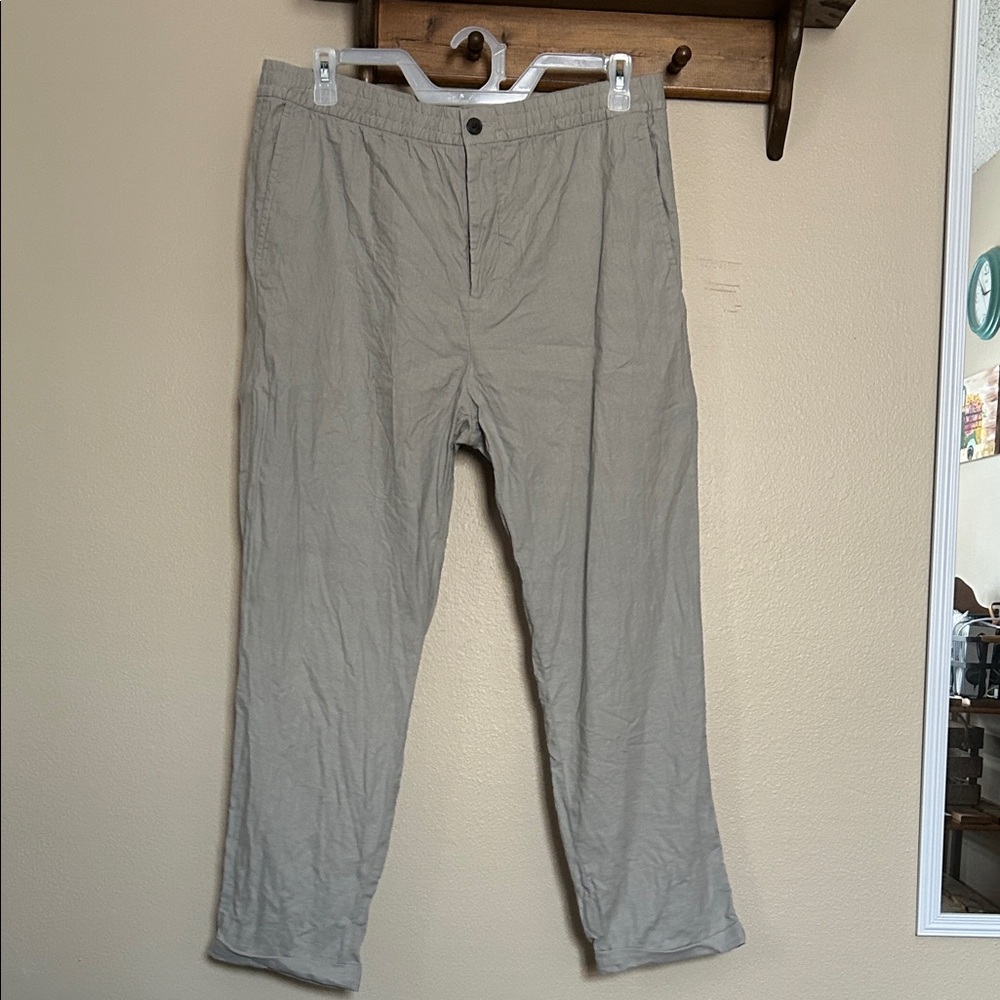 H&M Men’s Linen Blend Trousers Gray Size Large
